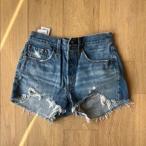 Levi's Blue Jean Shorts High-Waisted Distressed